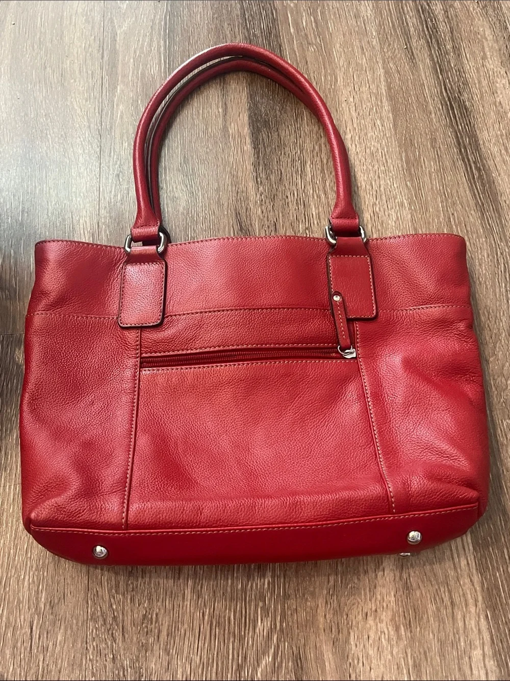 Tignanello Leather Red Leather Tote Bag